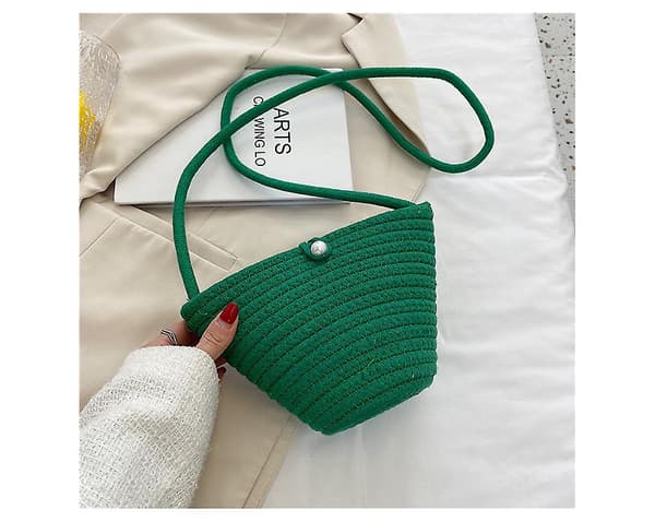 Handstickad axelväska för kvinnor Mode virkad strandväska green