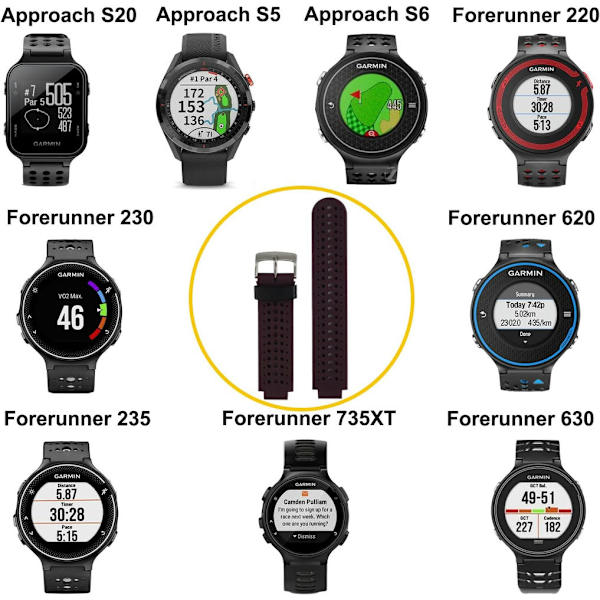 Reservedele Smart Wrist Watch Tilbehør Rem Strop til Garmin Forerunner 220/230/235/620/630/735XT/235Lite