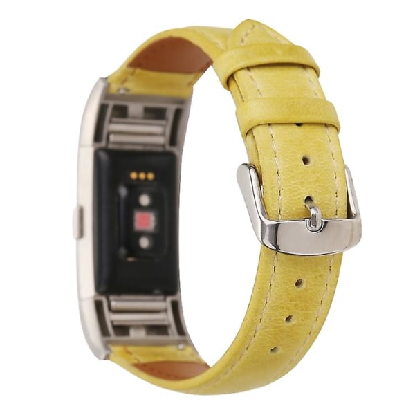 Til Fitbit Charge 2 Fresh Style læderurrem Yellow
