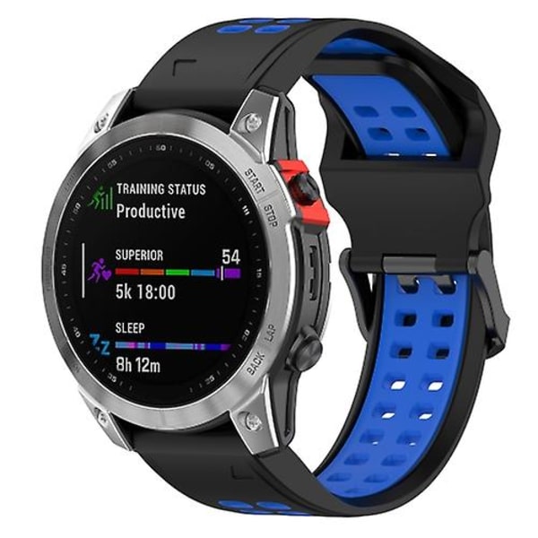 Til Garmin Enduro / Coros Vertix 2 26mm Quick Release Double Row Silicone Watch Band Black Blue