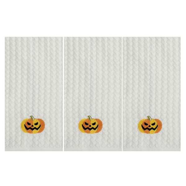 Halloween-trykte håndklær, komfortabel ren bomull, 3 stk hvit/35x80cm
