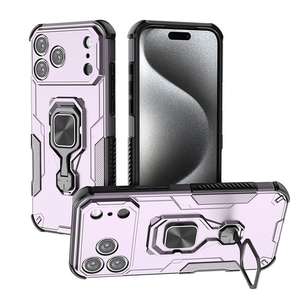 Deksel til iPhone 17 Pro Max, fallsikkert med metallbrakett, lilla