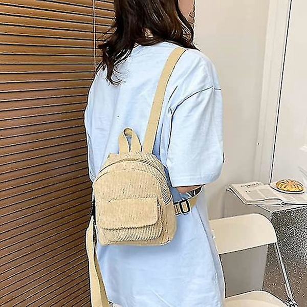 2 st Kvinnors Mini Ryggsäck Sladd Student Flickor Bokväskor Retro Resväskor (d-8d) khaki
