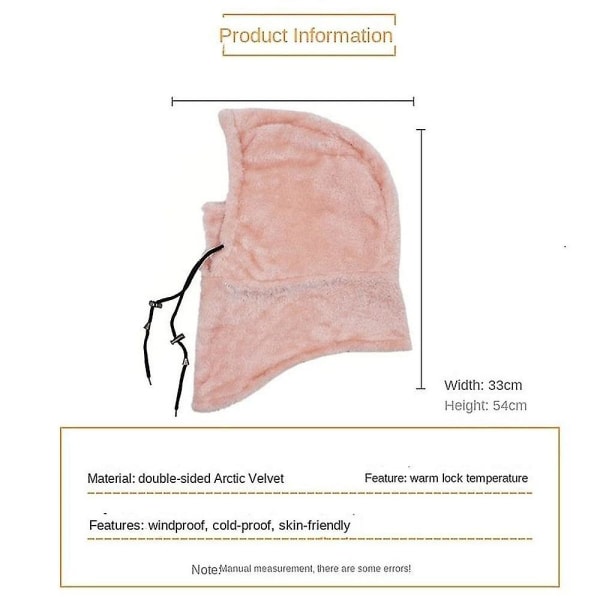 Sherpa Hood Ski Mask Vinter Balaclava Koldt Vejr Vindtæt Justerbar Varm Hætte Cover Hat Cap Tørklæde Pink