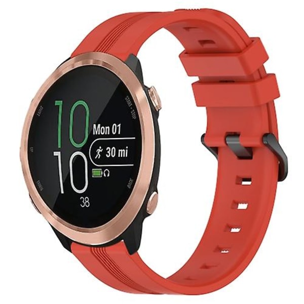 Til Garmin Forerunner 645 Music 20mm konkav stribet Slicone urbånd Red