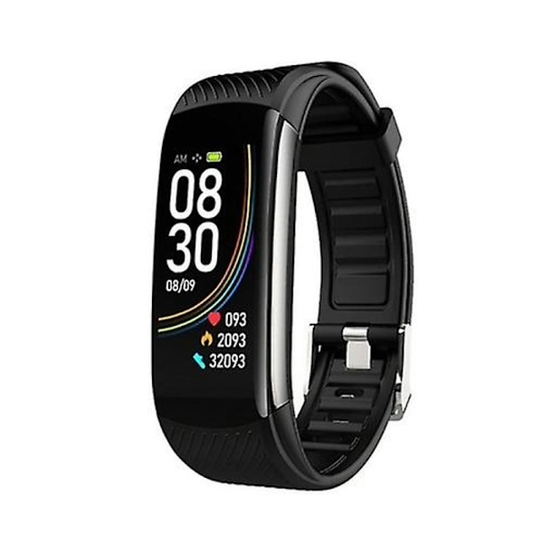 C6t 0,96 tommer farveskærm Smart Watch Ip67 Vandtæt, understøtter temperaturmåling/pulsmåling/blodtryksmåling/søvnmonitorering Black
