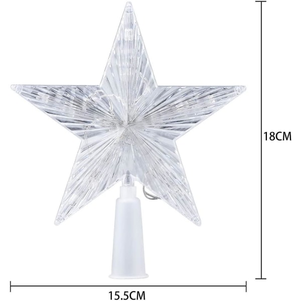 Flerfärgad julgransstjärna i julgranstoppen, lätt batteridriven