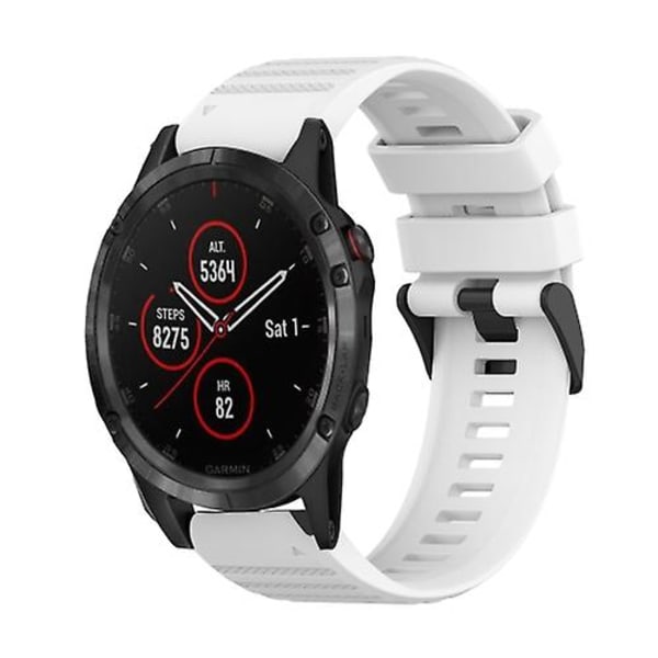 Til Garmin Fenix ​​5 Plus 22 mm horisontal tekstur silikone urrem med afmonteringsværktøj White