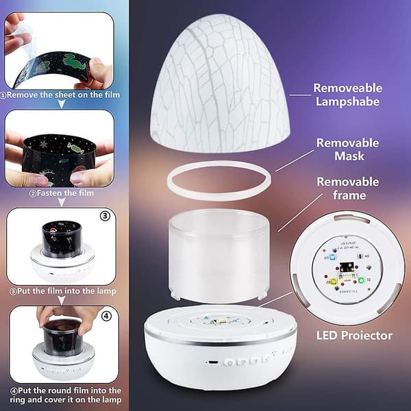 Projektorlampe, nattlys, barnesenglampe, nattlys 360 grader