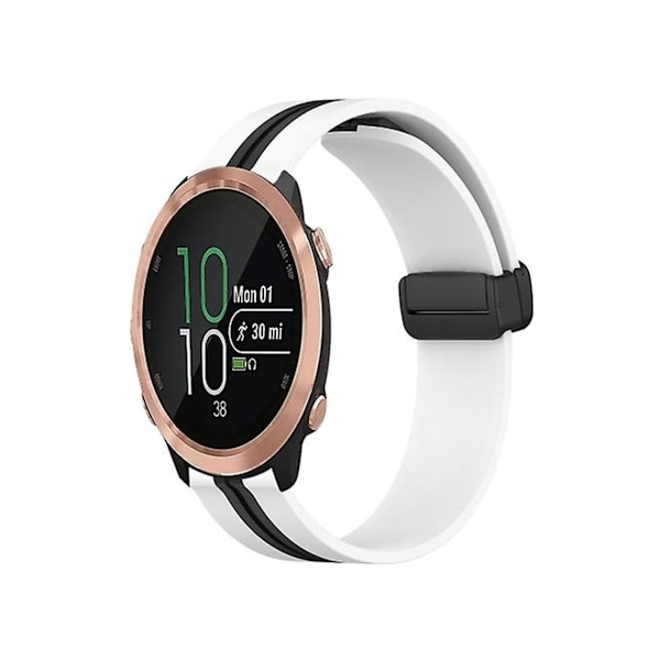 Rem til Garmin Forerunner 645 Music 20Mm Foldbar Magnetisk Spænde Silikone Urrem Hvid-Sort