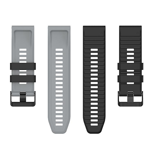 Til Garmin Fenix ​​7 26mm tofarvet silikone urrem Black Grey