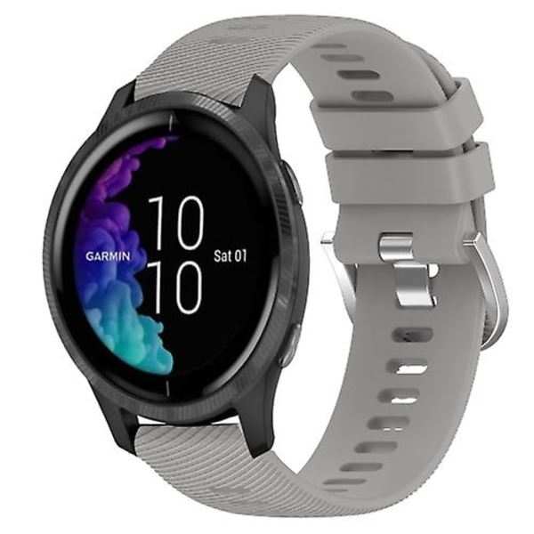 Til Garmin Venu 20 mm ensfarvet blød silikone urrem Grey