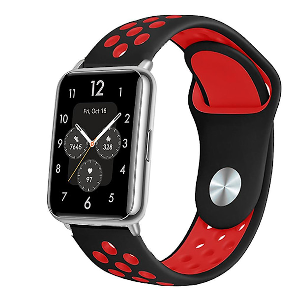 Silikone rem til Huawei Watch Fit 2 Band Active Classic Smartwatch Tilbehør Correa erstatningsbælte Huawei Watch Fit2 rem black-red
