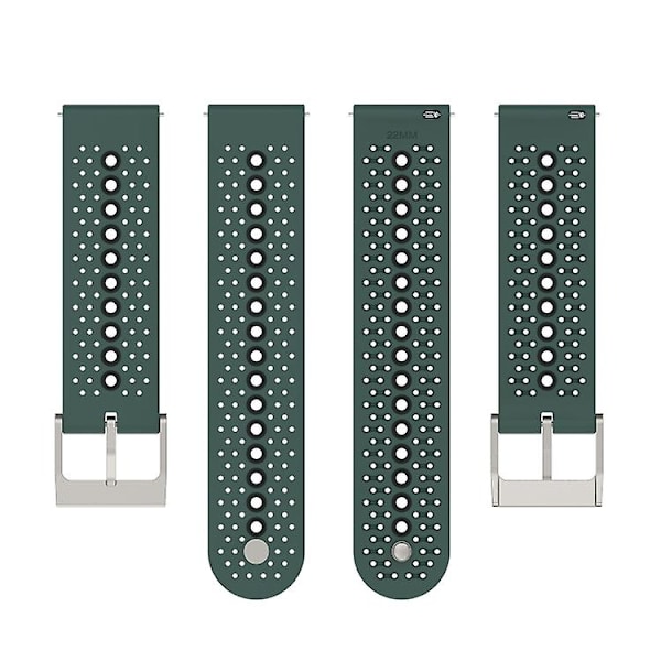 Til Suunto 9 Peak Universal Colorful Hole Silicone Watch Band Olive Green Black