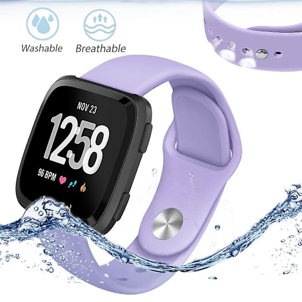 For Fitbit Versa 2 / Fitbit Versa Lite ensfarget silikonklokkerem Pink Purple