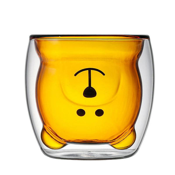 Tegneserie Bjørn Kop Dobbelt Lag Transparent Glas Kopper Kaffe Krus Par Gaver Brown