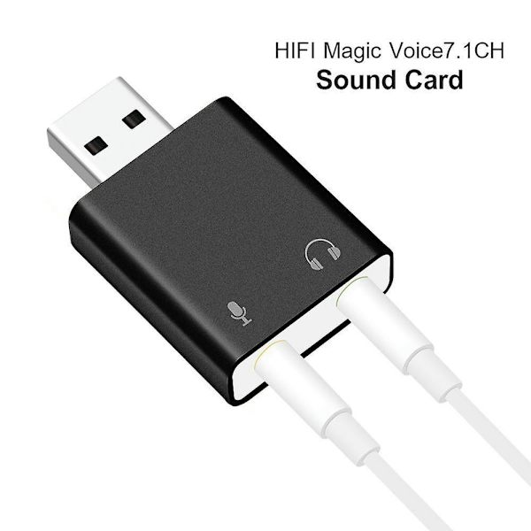 Fiauli Alloy Ulkoinen Äänikortti USB7.1 Ääniadapteri 3.5mm Liittimellä PC Kannettavalle