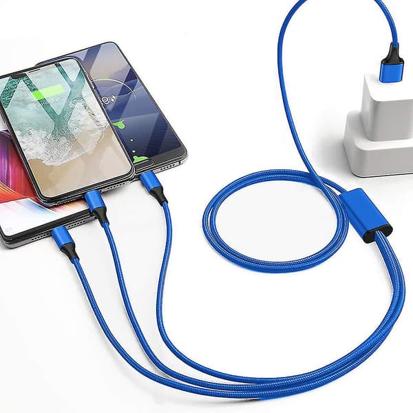 1,2 m multiopladerkabel 3a, 3-i-1 USB-opladerledning med telefon/type C