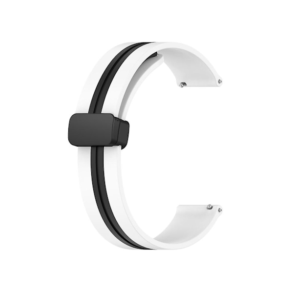 Rem til Garmin Forerunner 645 Music 20Mm Foldbar Magnetisk Spænde Silikone Urrem Hvid-Sort