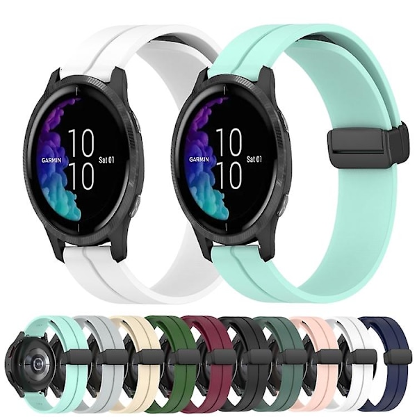 För Garmin Venu 20 mm enfärgad magnetiskt lås i watch Wine Red