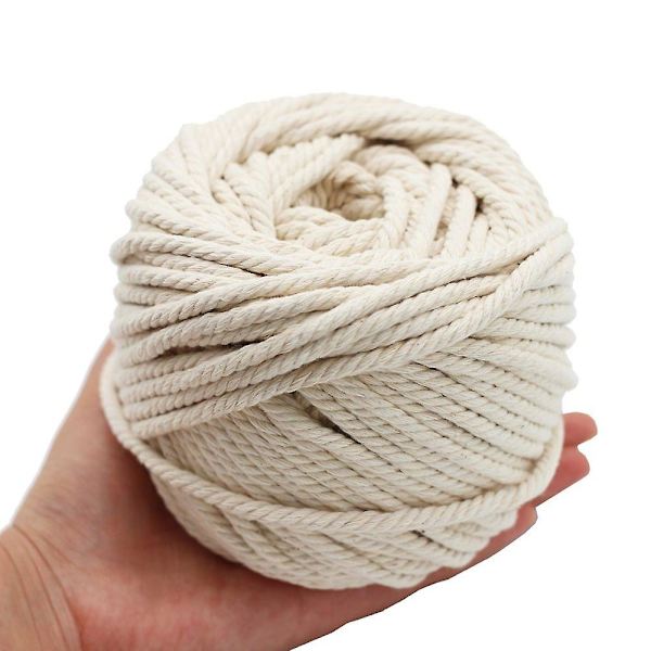 6 mm 50 m Macrame-rep Tvinnat sträng bomullssnöre, handgjorda beige rep