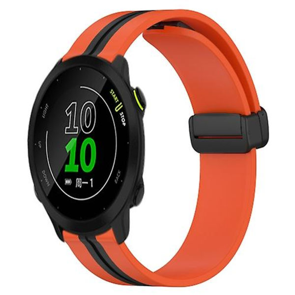 För Garmin Forerunner 158 20mm vikbart magnetlås i silikon watch Orange-Black