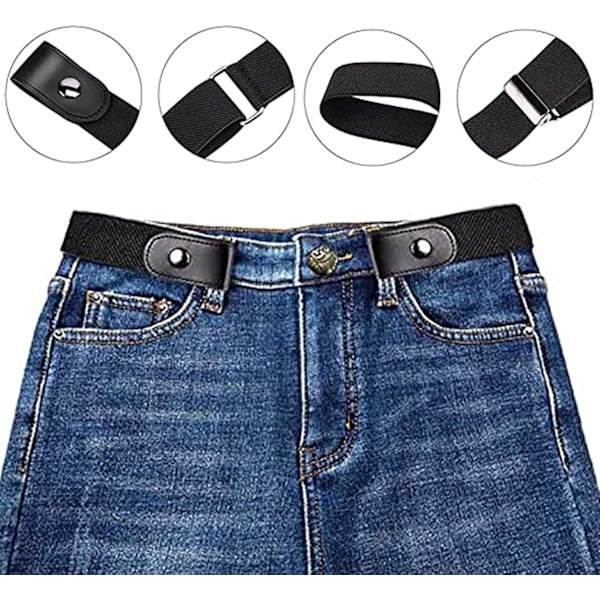3 stk. uten spenne stretchbelte - Justerbart unisex elastisk belte for