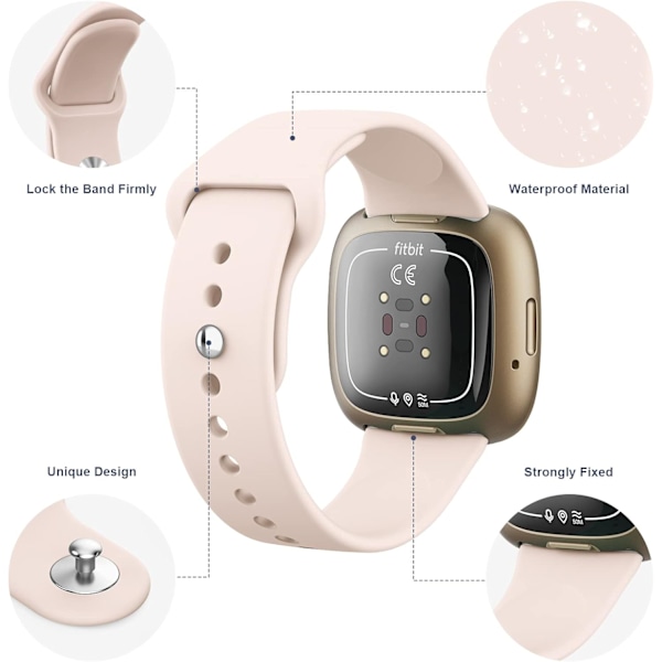 Pehmeät silikonista valmistetut urheilun korvaavat rannekkeet Fitbit Versa 3/4:lle (Z-Sand Pink)