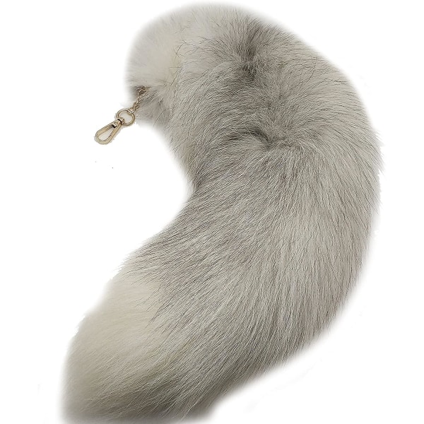 Fox Tail Anheng Hvit Pels Hale Nøkkelring Stor Nøkkelring Veske Tilbehør Anheng Bil Nøkkelringer Myk Fluffy Dekorasjon Ca. 40 cm