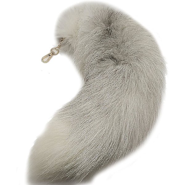 Fox Tail Riipus Valkoinen turkis Tail Avaimenperä Suuri avainrengas Laukku Tarvikkeet Riipus auton avaimenperät Pehmeä pörröinen sisustus Noin. 40 cm