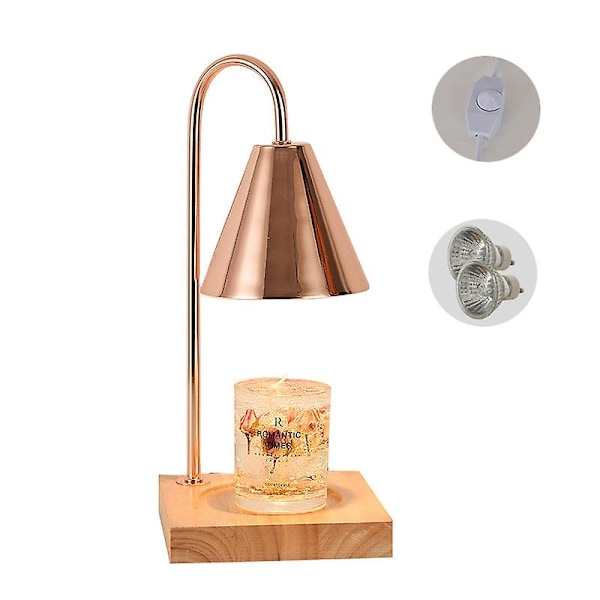 Smältande vaxlampa Aromaterapi Sängbordslampa Trä Dekorativa Prydnader F-EU Plug