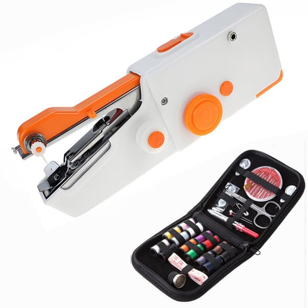 Kädessä pidettävä ompelukonepakkaus, monitoiminen mini sähköompelukone oranssi