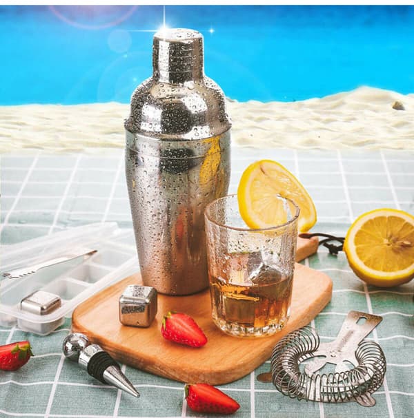 Cocktailset i rostfritt stål, 22 delar, bartenderverktyg 550 ml