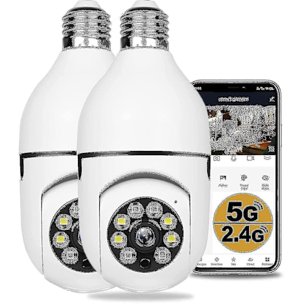 2pcs 360 Degree Security Cameras Wireless Outdoor, Wifi Light Bulb Camera, 1080p Wireless Cameras For Home Security