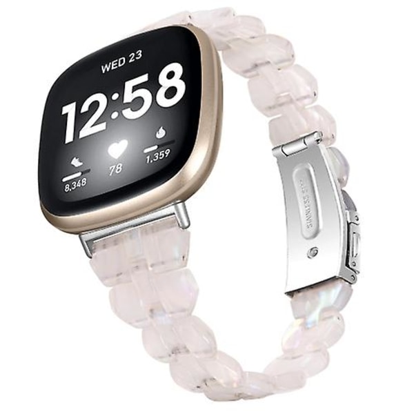 Til Fitbit Versa 4 / Sense 2 Universal Rhombus Resin Watch Band Shell White