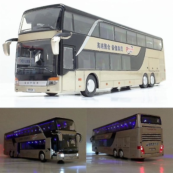 Bus Model 1:32 High Simulation Twin Sightseeing Blinkende legetøjsbil