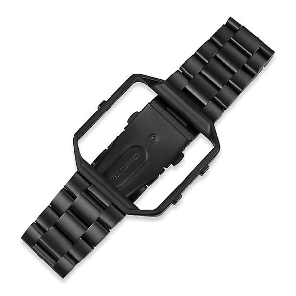 Til Fitbit Blaze metalramme sommerfuglespænde tre perler i rustfrit stål metalurbånd black