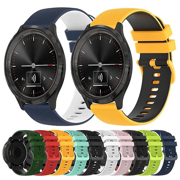 Til Garmin Vivomove 3 20 mm ternet tofarvet silikone urrem Red-Black