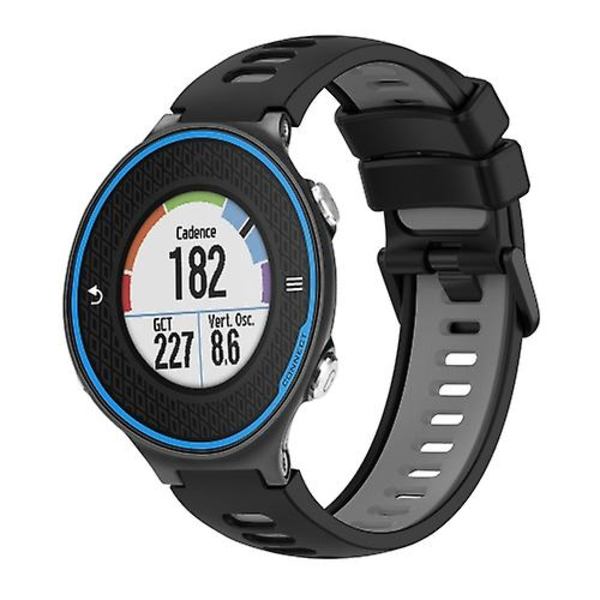 Til Garmin Forerunner 620 To-farvet silikone urrem Black-Grey