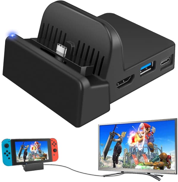 Dockingstation til Nintendo Switch/ Switch Oled, Opladningsdock 4k Hdmi Tv Adapter Opladersæt Black