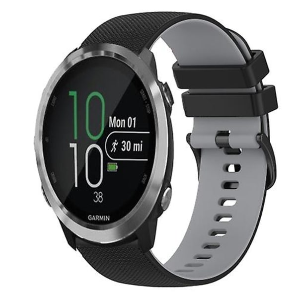 För Garmin Forerunner 645 Music 20mm Rutigt tvåfärgat watch Black-Grey