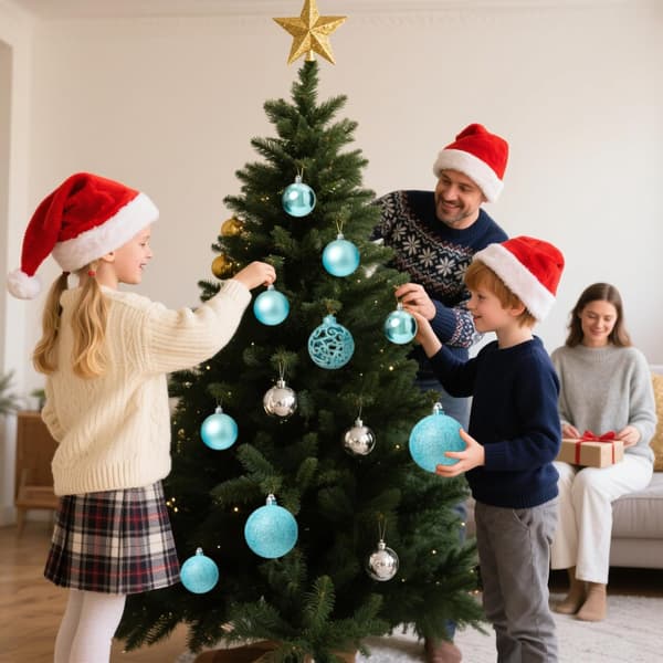 Knusesikre julekuler i plast, juletrepynt (Lyseblå-100 stk)
