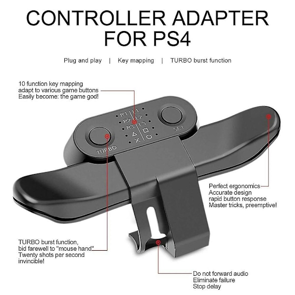 Bakre kontrollfeste for trådløs PS4-kontroller, bakre knapp for spillkontroller, PS4-tilbehørsgaver