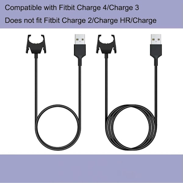 Laddare för Fitbit Charge 4, laddningskabel kompatibel med Fitbit Charge 4 Smart Band (2-pack, 1,8 fot och 3,3 fot)