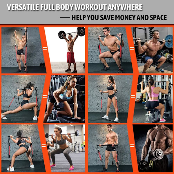 Uppgraderad Justerbar och Toning 60IBS-180IBS Hemma, Bärbar Total Kropps Träning, Yoga, Fitness, Stretch, Sculpt, Tone 6 st motstånd