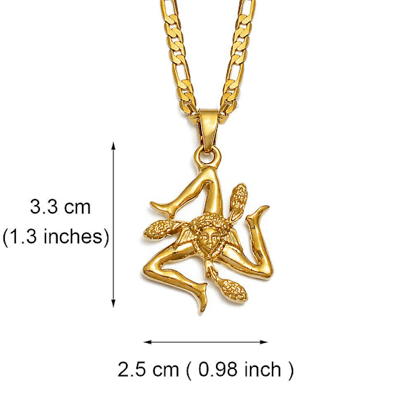 Anniyo Sicilien Italien Städer Flagga Hänge Halsband Män Kvinnor Guld Färg Italienska Sicilia Smycken #237106p Silver Color 60cm Thin Chain