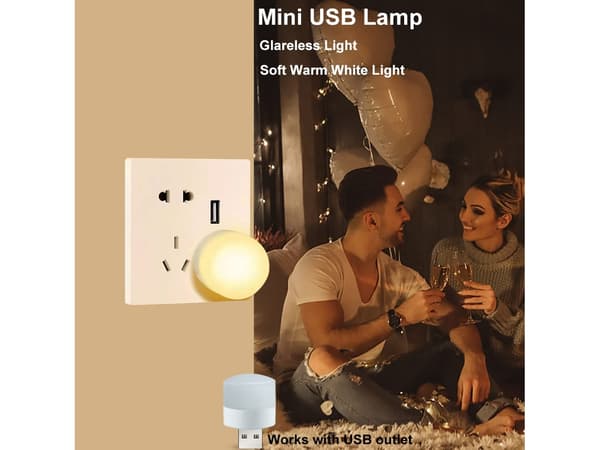 Mini USB LED-lamput, Lämmin/Kylmä Valkoinen, 5V -