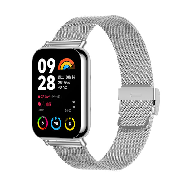 Milanese-ranneke Xiaomi Smart Band 9 Pro -älykellolle (hopea)