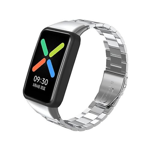För Oppo Watch gratis Nfc rostfritt stål watch med tre pärlor Silver