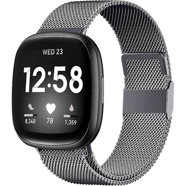 Magneettinauhat, jotka ovat yhteensopivat Fitbit Versa 3:n ja Sense-älykellon kanssa - Multi Color Space Gray Small